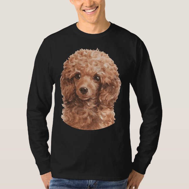 Red Toy Poodle Watercolor Art T-Shirt (Vorderseite)