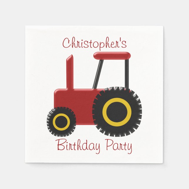 Red Tractor Birthday Serviette (Vorderseite)