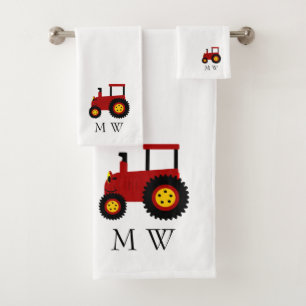 Red Tractor Design Monogrammiert Badhandtuch Set