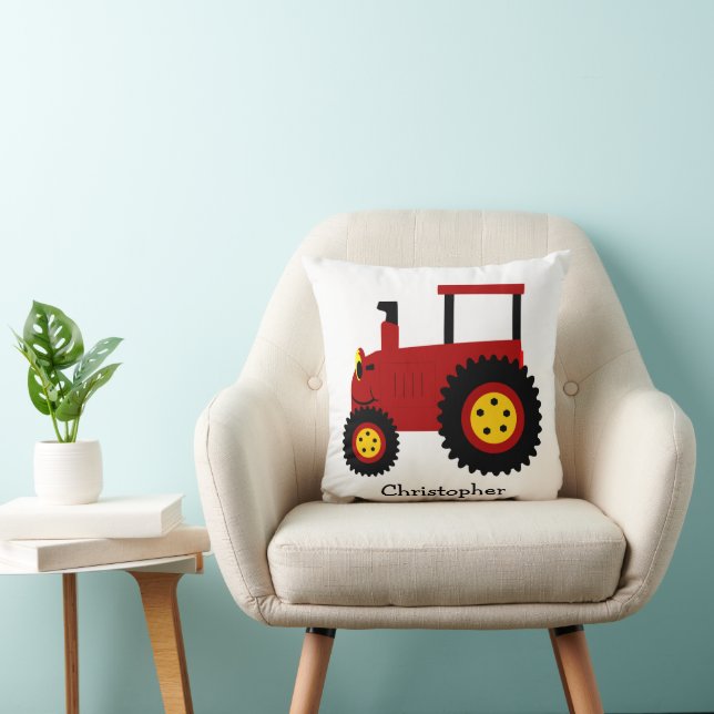 Red Tractor Design Personalisiert Kissen (Stuhl )