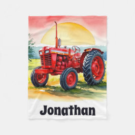 Red Tractor Farm Boy Blanket Personalisiert Fleecedecke