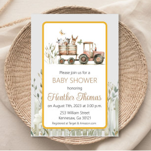 Red Tractor Farm Country Babyparty Einladung