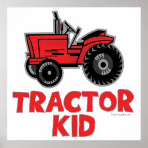 Red Tractor Kid Poster