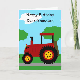 Red Tractor Personalisiert Grandson Birthday Karte