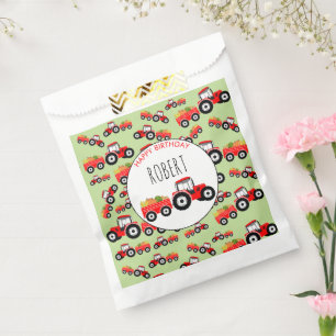 Red Tractor Truck Farm Produzieren Geburtstag Geschenktütchen