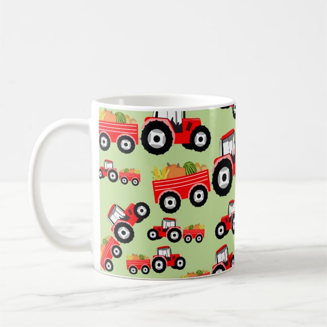 Red Tractor Truck Farm Produzieren Kaffeetasse (Links)