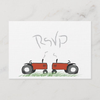 Red Tractor Wedding RSVP Card Karte