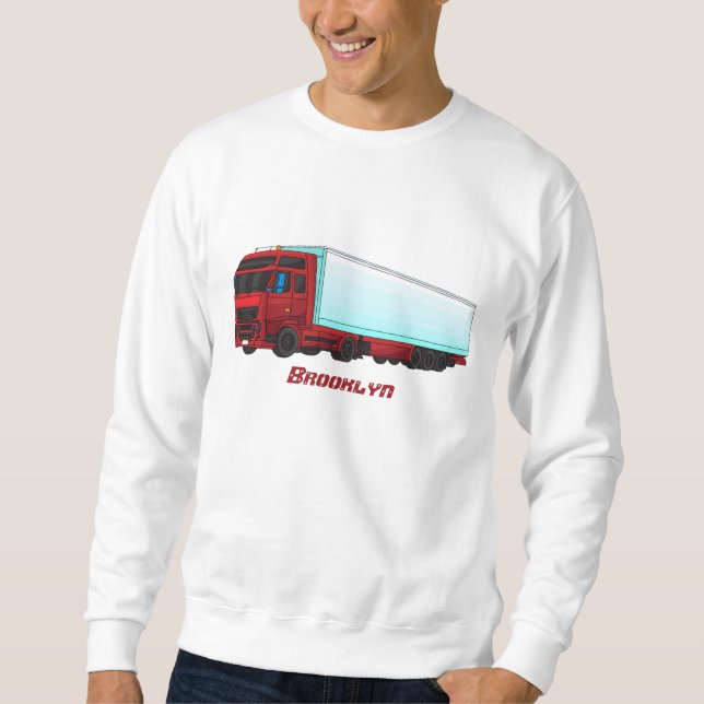 Red trailer truck illustration sweatshirt (Vorderseite)
