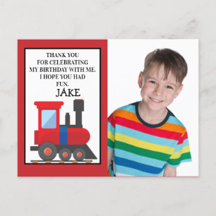 Red Train Birthday Foto Vielen Dank Postkarte