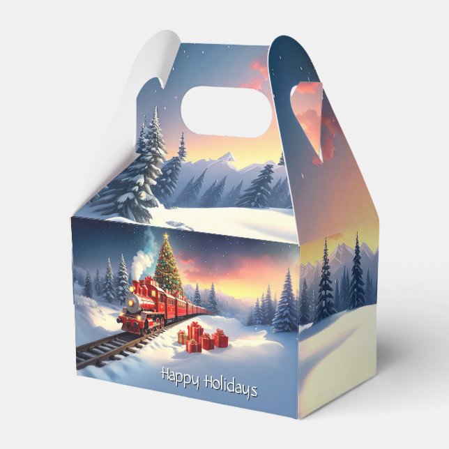 Red Train Christmas Tree Holiday Gift Box Geschenkschachtel (Vorderseite)