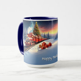 Red Train Christmas Tree Holiday Mug Tasse