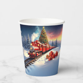 Red Train Christmas Tree Holiday Paper Cups Pappbecher