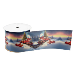 Red Train Christmas Tree Holiday Satin Ribbon Satinband