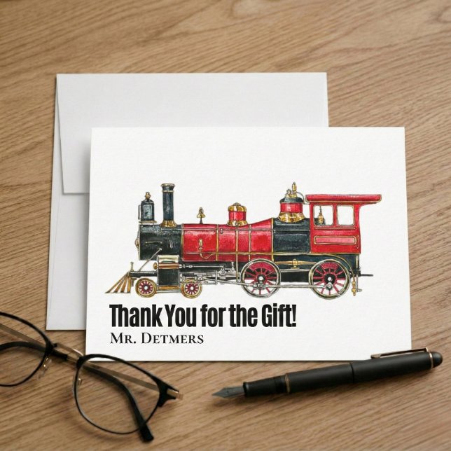 Red Train Flat Danke Karte (Red Train Flat Thank You For Everything Card)