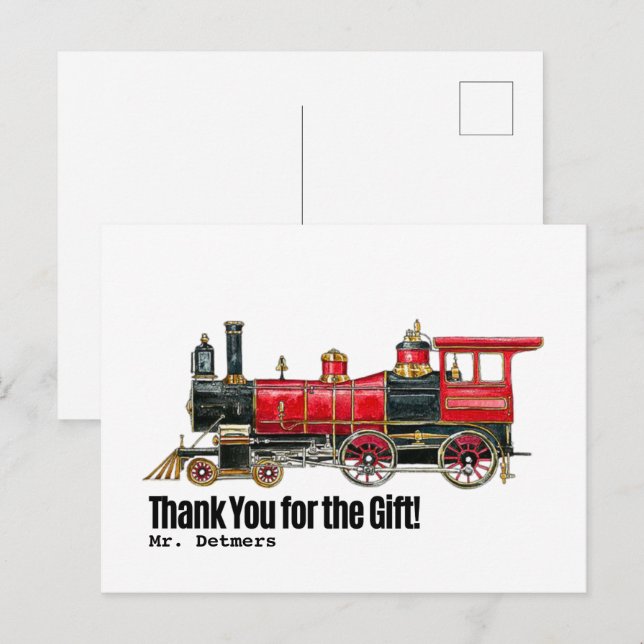 Red Train Flat Vielen Dank Postkarte (Vorne/Hinten)