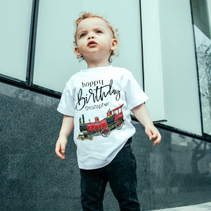 Red Train Happy Birthday "Your Name" Kleinkind T-shirt