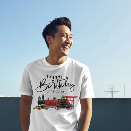 Red Train Happy Birthday "Your Name" T-Shirt