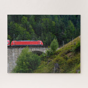 Red Train on German Trestle Puzzle
