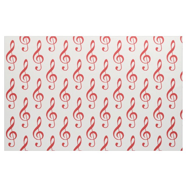 Red Treble Clef Muster Fabric Stoff (Fat Quarter (45,7 x 55,9 cm))