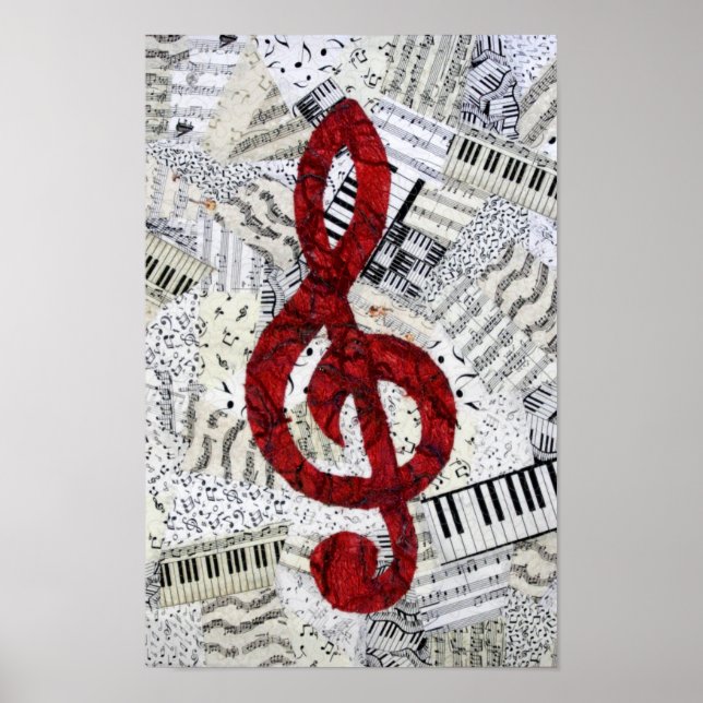 Red Treble Clef Poster (Vorne)