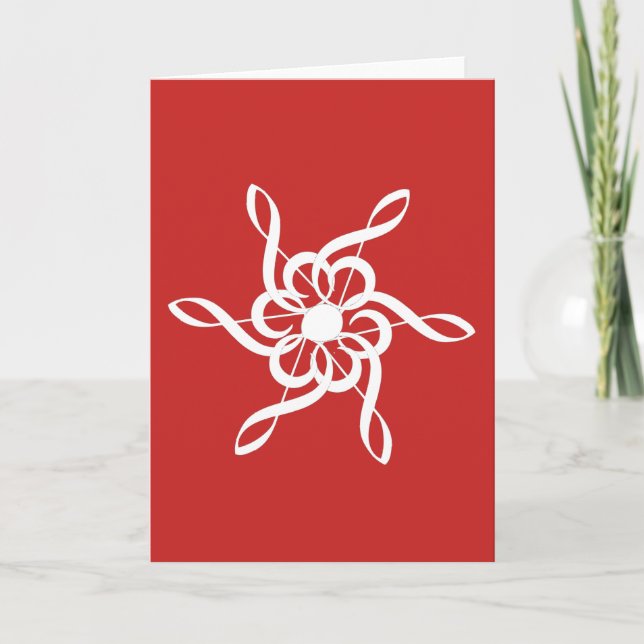 Red Treble Clef Snowflake Musical Blank Karte (Vorderseite)