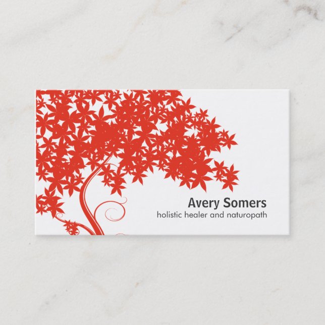 Red Tree Holistic Healer Naturopath Business Card Visitenkarte (Vorderseite)