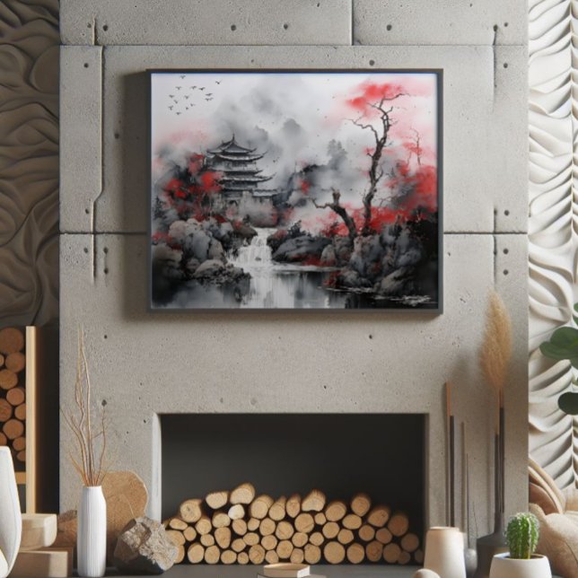 Red Tree und Asiatisches Haus Fotodruck (Von Creator hochgeladen)
