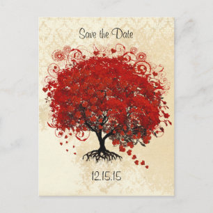 Red Tree Wedding speichern das Datum Ankündigungspostkarte
