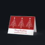 Red Trees Grandson und seine Ehefrau Weihnachten Karte<br><div class="desc">Frohe Weihnachten für Enkel und seine Ehefrau-Karte in modernem Rot mit verzierten Weihnachtsbaumabbildungen.</div>