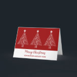 Red Trees Grandson und seine Ehefrau Weihnachten Karte<br><div class="desc">Frohe Weihnachten für Enkel und seine Ehefrau-Karte in modernem Rot mit verzierten Weihnachtsbaumabbildungen.</div>