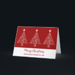 Red Trees Son & Daughter im Gesetz Frohe Weihnacht Karte<br><div class="desc">Fröhliche Weihnachten für Sohn und Tochter in Jurakarte in modernem Rot mit verzierten Weihnachtsbaumabbildungen.</div>