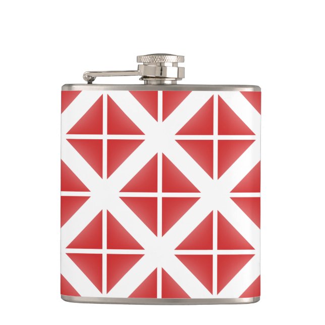 Red Trendy Triangle Pattern Flachmann (Vorderseite)