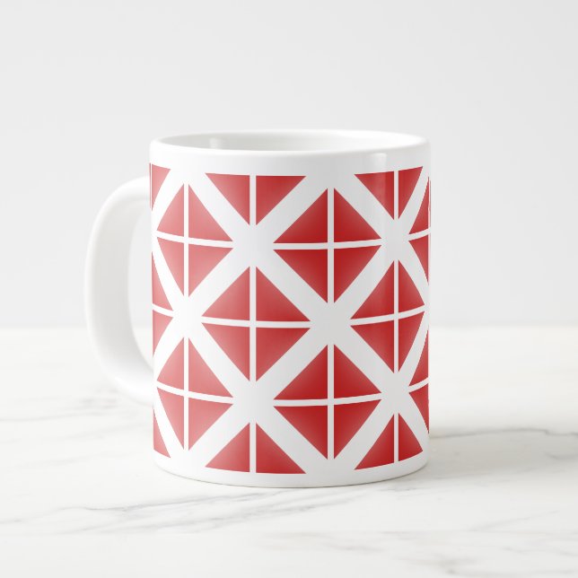 Red Trendy Triangle Pattern Jumbo-Tasse (Vorderseite Links)