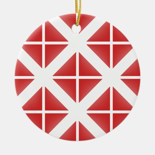 Red Trendy Triangle Pattern Keramikornament (Vorne)
