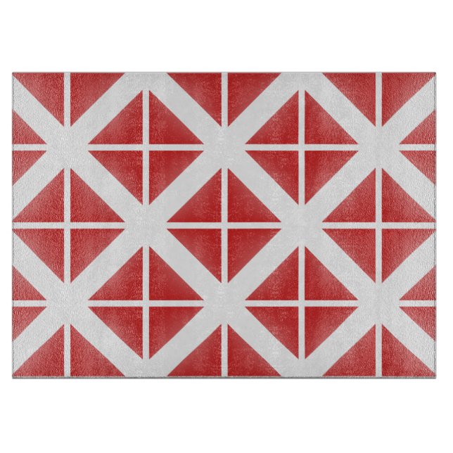 Red Trendy Triangle Pattern Schneidebrett (Vorderseite)