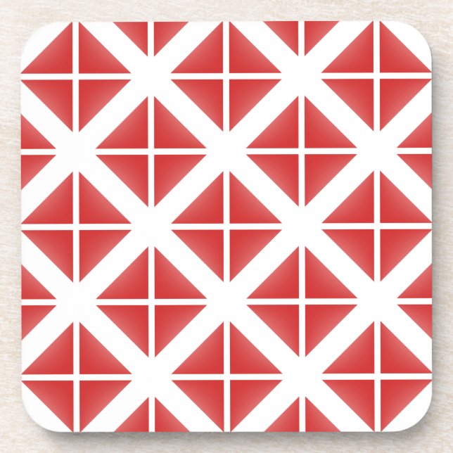 Red Trendy Triangle Pattern Untersetzer (Vorderseite)