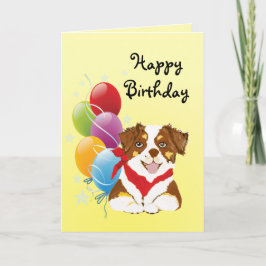 Red Tri Aussie Puppy Happy Birthday Karte