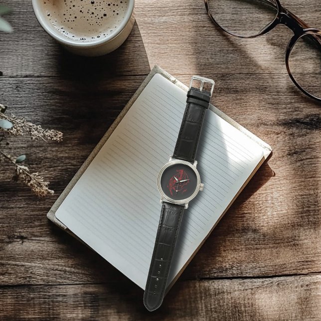 Red Tribal Dragon Black Armbanduhr (Von Creator hochgeladen)