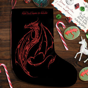 Red Tribal Dragon Black Kleiner Weihnachtsstrumpf