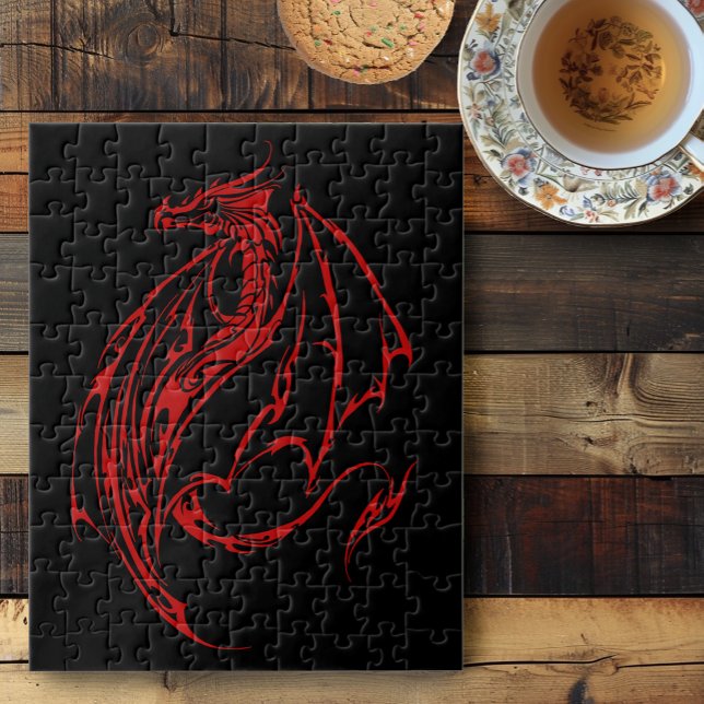 Red Tribal Dragon Black Puzzle (Von Creator hochgeladen)
