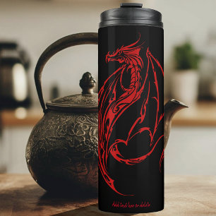 Red Tribal Dragon Black Thermosbecher