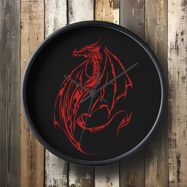 Red Tribal Dragon Black Uhr (Von Creator hochgeladen)