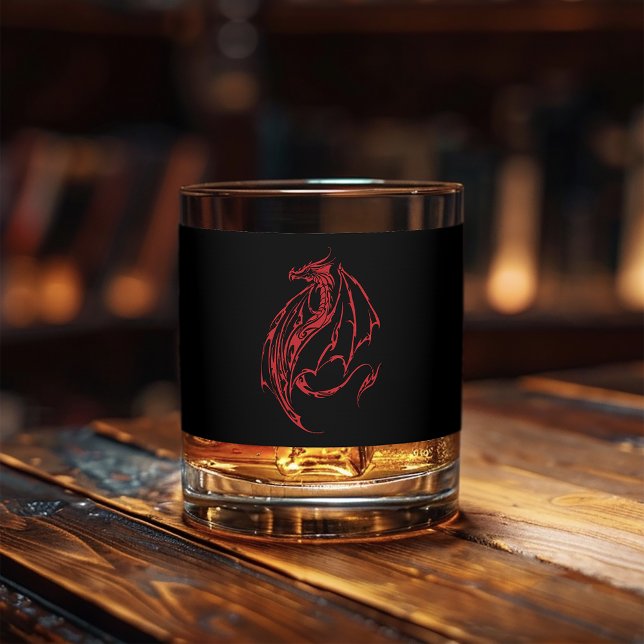 Red Tribal Dragon Black Whiskyglas (Von Creator hochgeladen)
