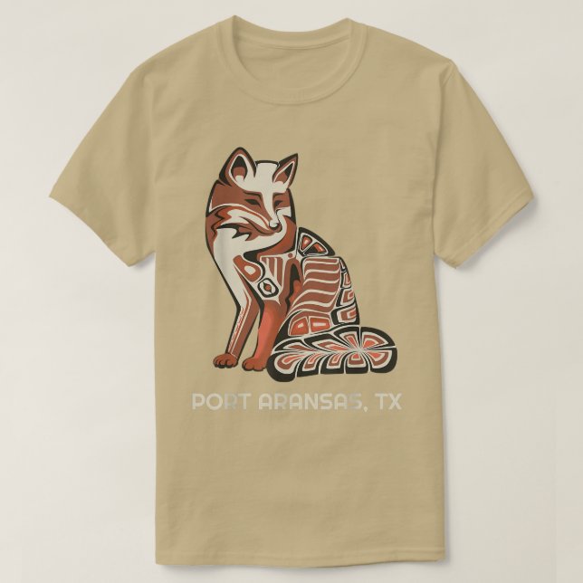 Red Tribal Fox Aransas Native American Artwork Sty T-Shirt (Design vorne)