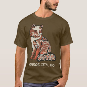 Red Tribal Fox Kansas City Native American Artwork T-Shirt