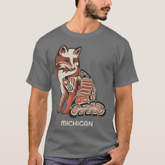 Red Tribal Fox Michigan Native American Artwork St T-Shirt