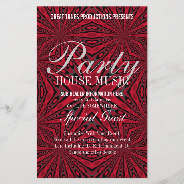 Red Tribal Funky Party Music Club Event Flyer (Vorne)