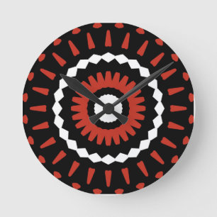 Red Tribal Mandala Runde Wanduhr