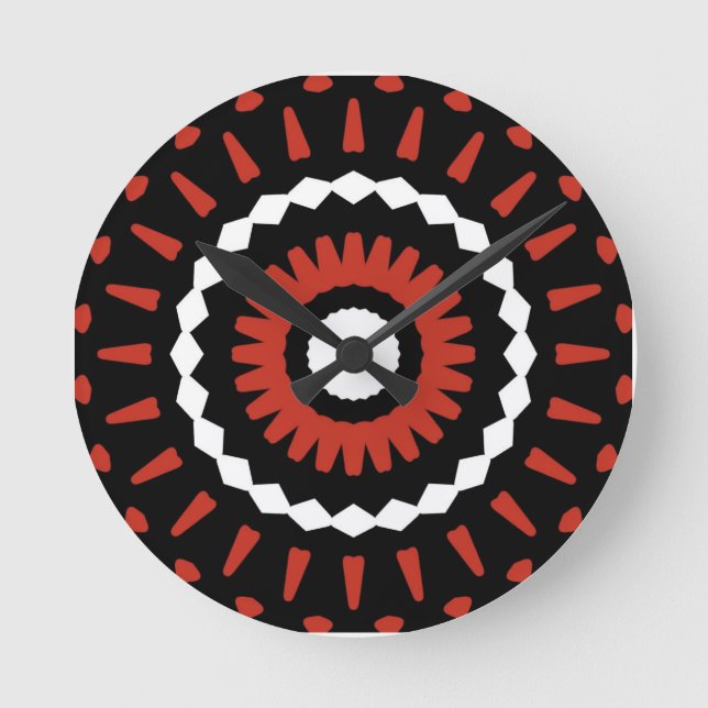 Red Tribal Mandala  Runde Wanduhr (Vorderseite)
