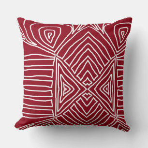 Red Tribal Maze Mud Tuch Muster Afrikanisch Kissen